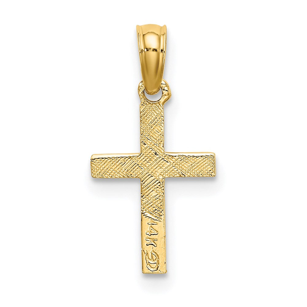 14k Yellow Gold 9 mm Polished Mini Cross w/ Heart Charm (0.29 grams)