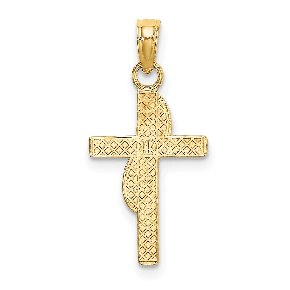14k Yellow Gold 12 mm Polished W/ Banner Cross Charm (0.95 grams)