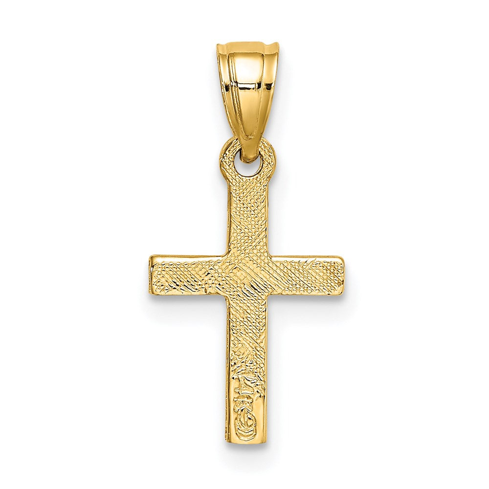 14k Yellow Gold 9 mm Diamond Shape Center Mini Cross Charm (0.49 grams)