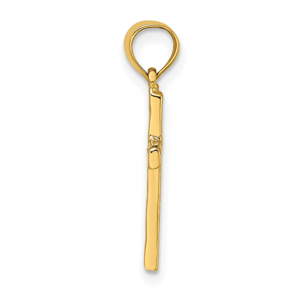 14K Polished and Textured Cross with Heart Center Charm (0.81 grams)