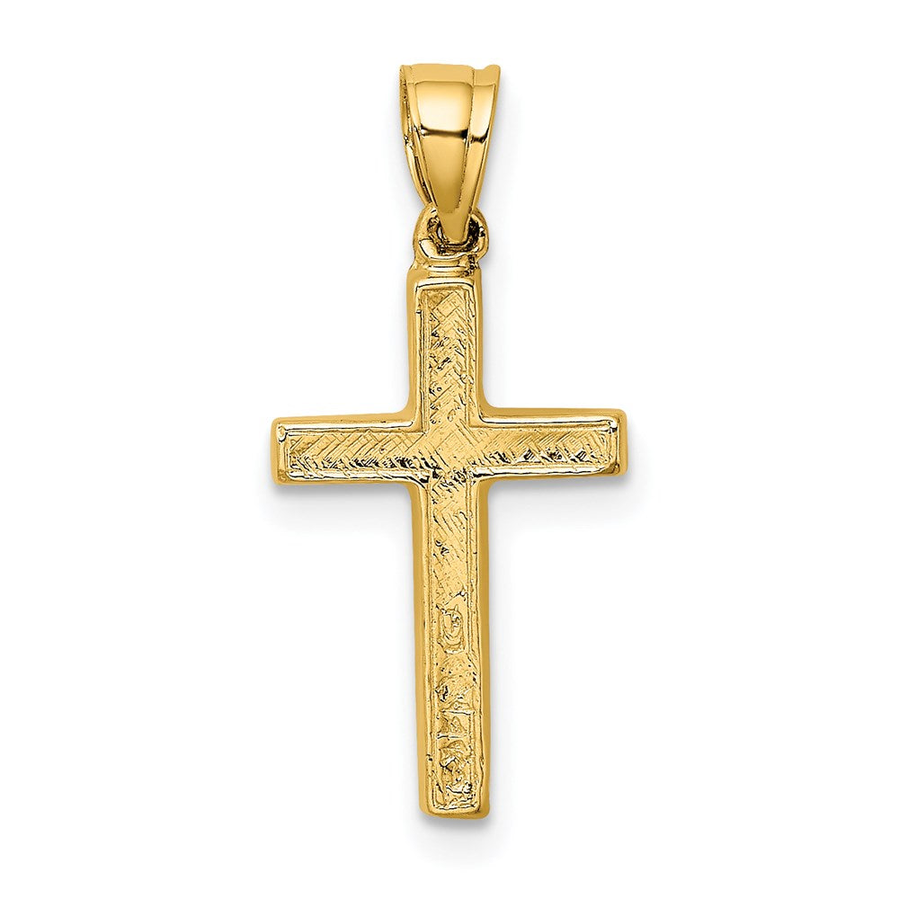 14K Polished and Textured Cross with Heart Center Charm (0.81 grams)