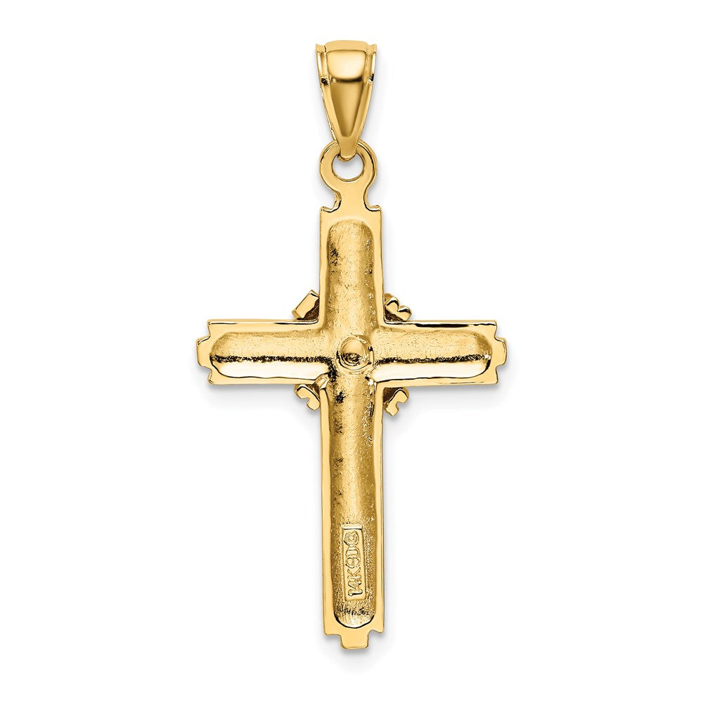 14k Yellow Gold 18.2 mm Beaded Center Design Cross Charm (2.32 grams)
