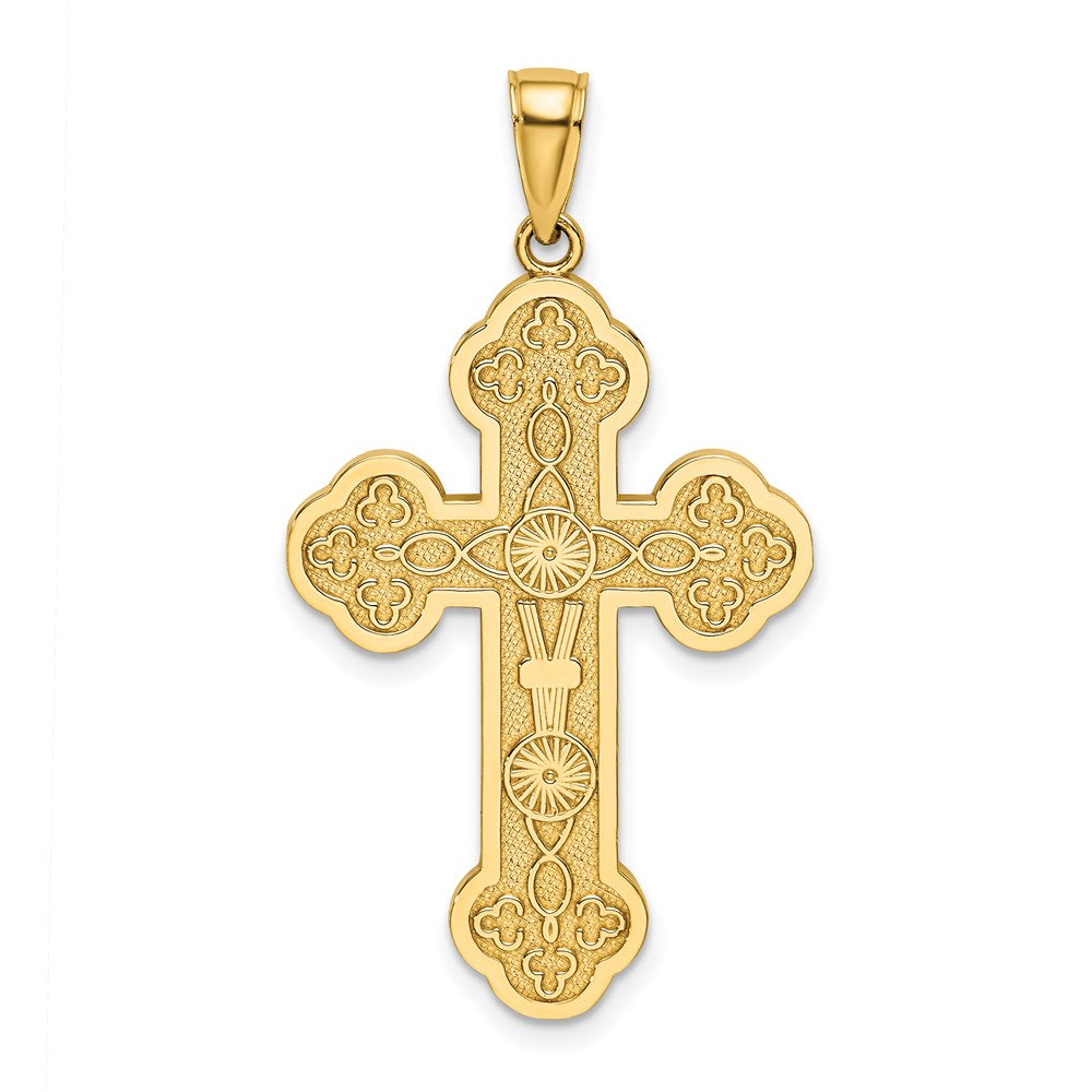 14k Yellow Gold 24 mm Scroll Cross W/ Sunburst Center Charm (3.97 grams)