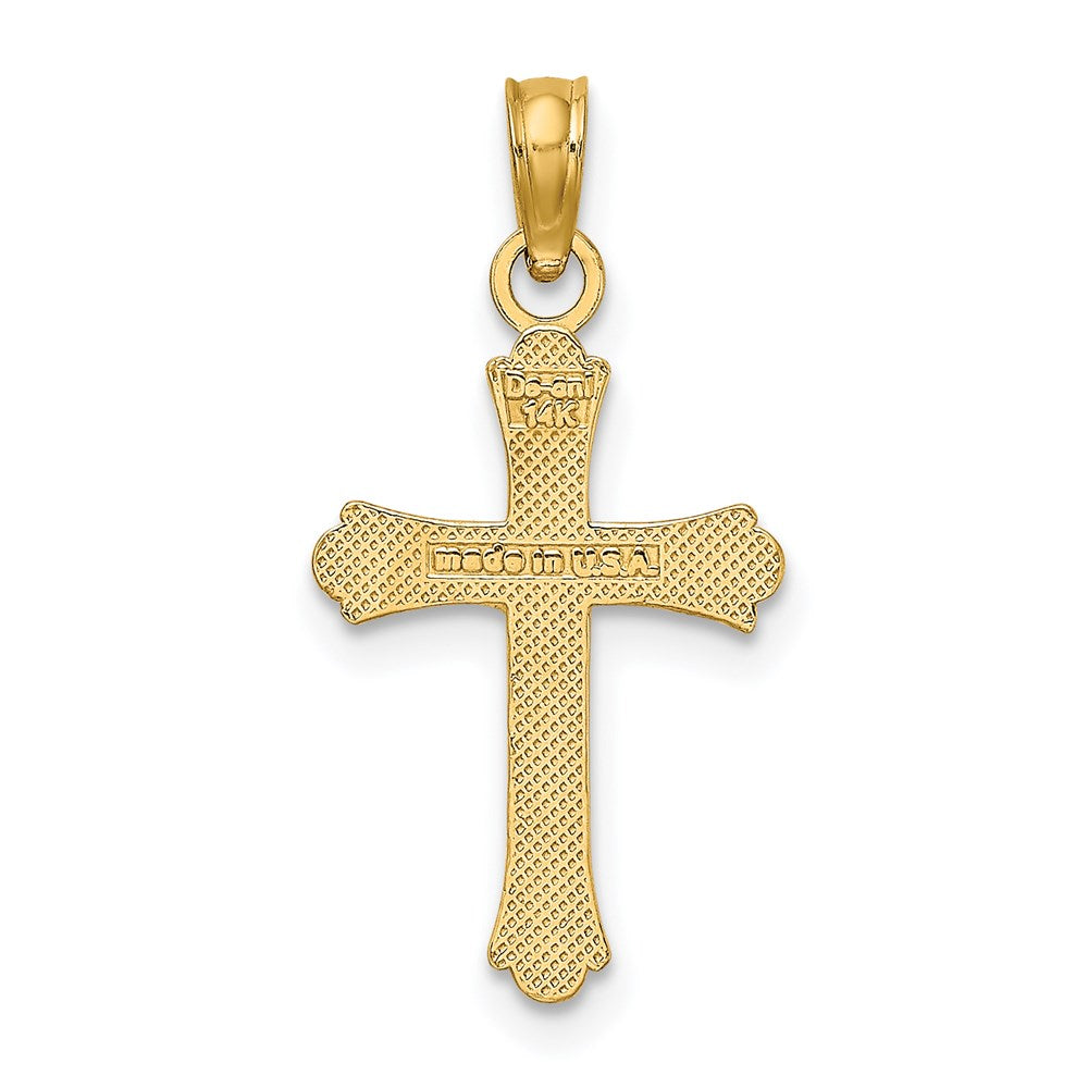 14k Yellow Gold 12.5 mm 2-D Polished Cross Charm (0.7 grams)