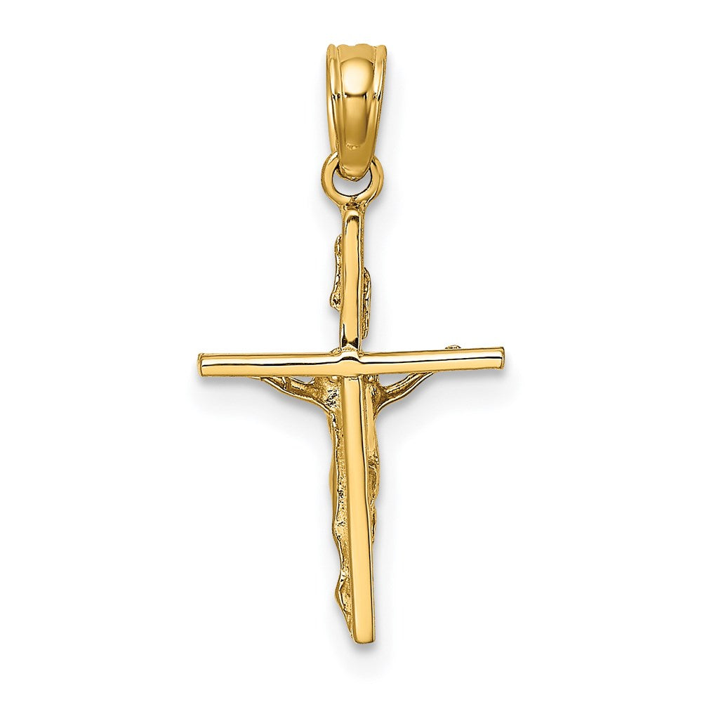 14k Yellow Gold 11 mm Small Polished Crucifix Charm (1.02 grams)