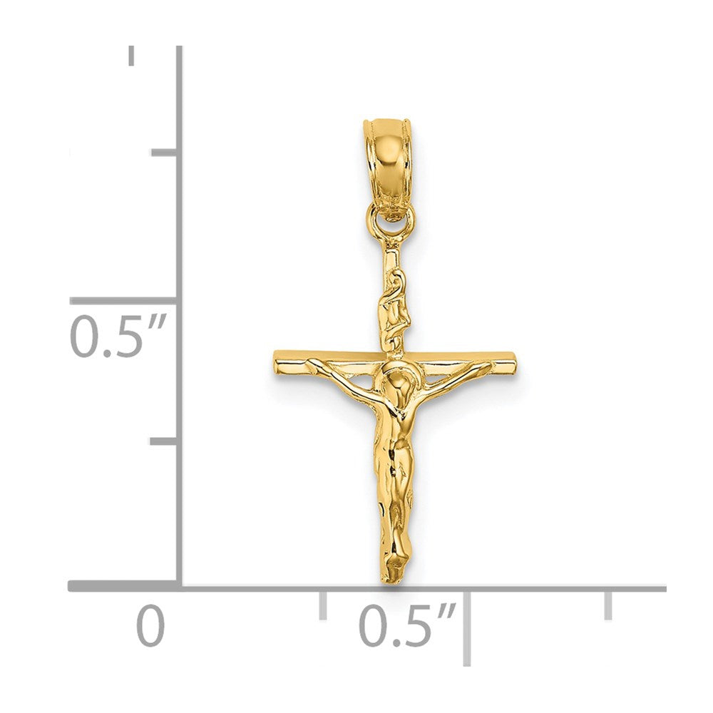 14k Yellow Gold 11 mm Small Polished Crucifix Charm (1.02 grams)