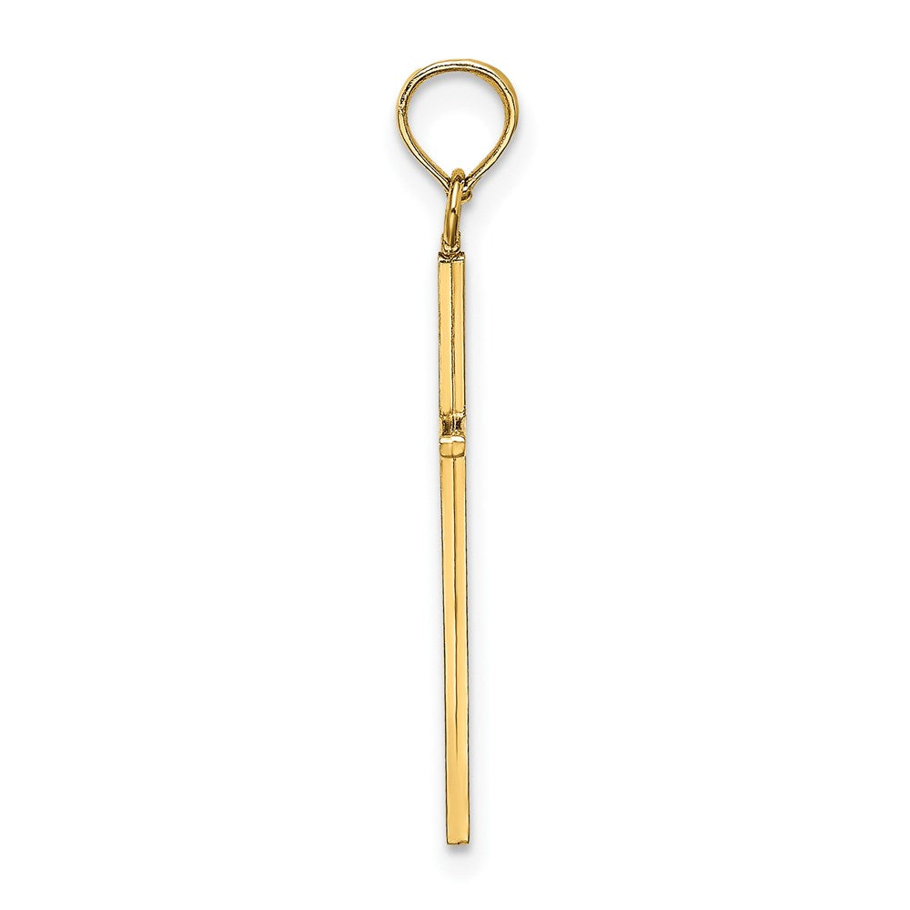 14k Yellow Gold 11.5 mm 3-D and Polished Stick Cross Charm (0.53 grams)