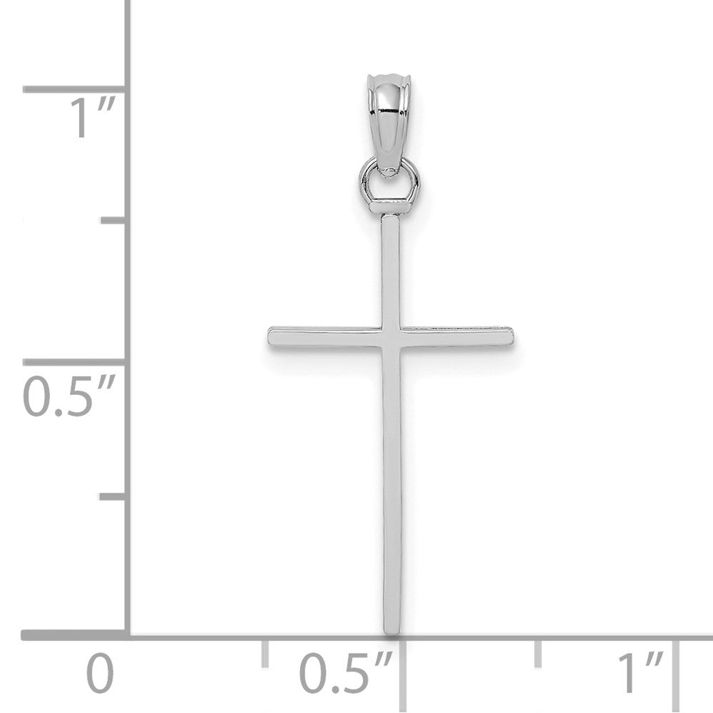 14k White Gold 11.5 mm  3-D and Polished Stick Cross Charm (0.52 grams)