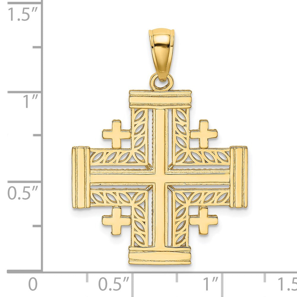 14k Yellow Gold 25 mm Cut-Out Jerusalem Cross Charm (2.14 grams)