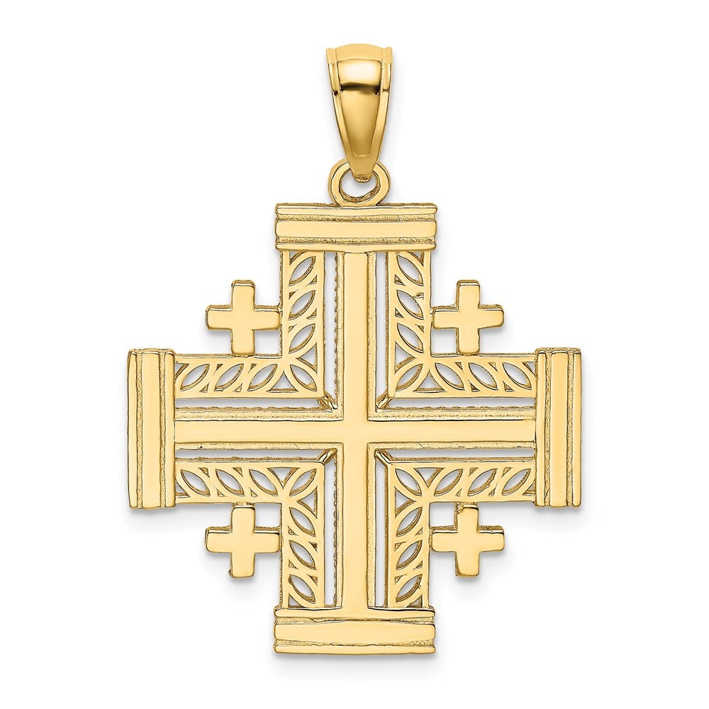 14k Yellow Gold 25 mm Cut-Out Jerusalem Cross Charm (2.14 grams)