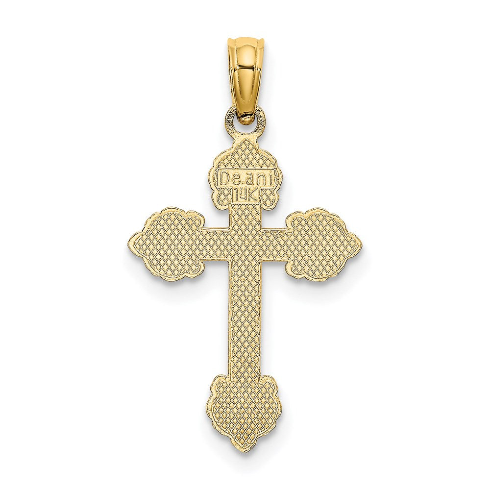 14k Yellow Gold 14 mm Polished and Textured Fancy Cross Charm (0.76 grams)
