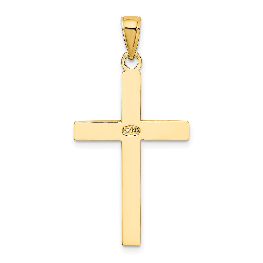 14k Yellow Gold 17.5 mm Polished Beveled Cross Charm (2.64 grams)