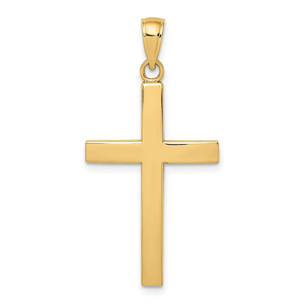 14k Yellow Gold 17.5 mm Polished Beveled Cross Charm (2.64 grams)
