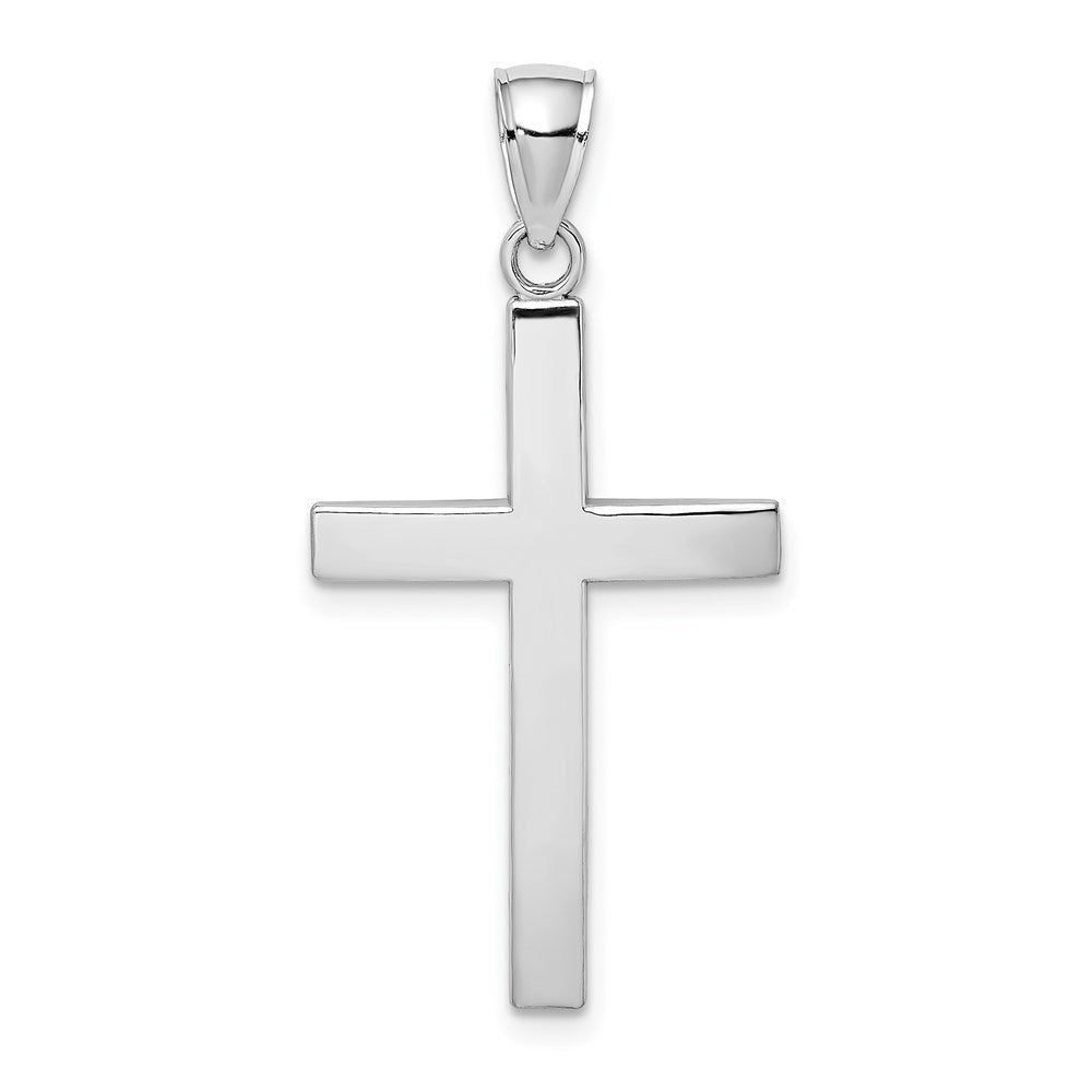 14k White Gold 17.5 mm  Polished Beveled Cross Charm (2.57 grams)