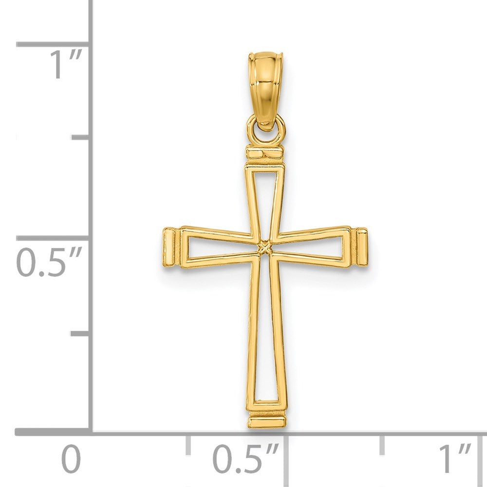14k Yellow Gold 13.55 mm Cut-out Cross Pendant (0.76 grams)
