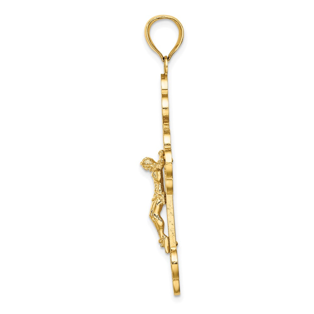 14k Yellow Gold 27 mm Crucifix W/ Budded Tips Charm (4.21 grams)