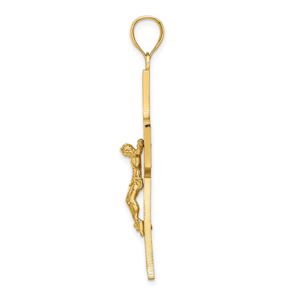 14k Yellow Gold 25 mm Cut-Out Crucifix W/ Center Circle Charm (4.72 grams)