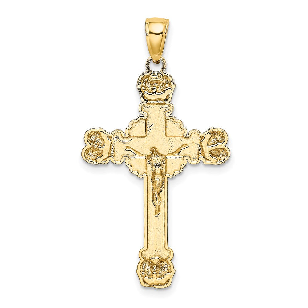 14k Yellow Gold 22 mm Crucifix W/ Sunburst Charm (2.1 grams)