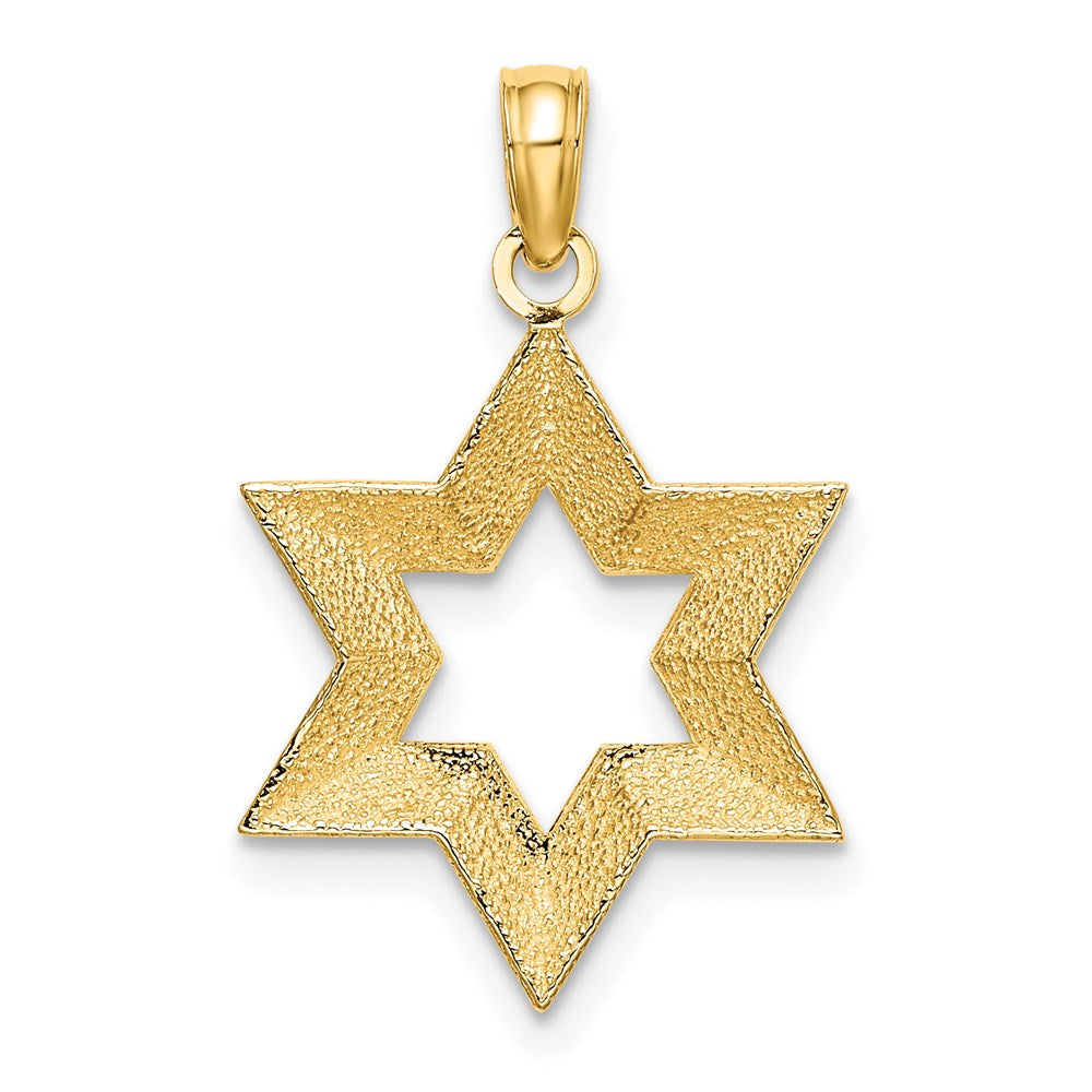 14k Yellow Gold 15 mm Textured Star Of David Charm (1.11 grams)