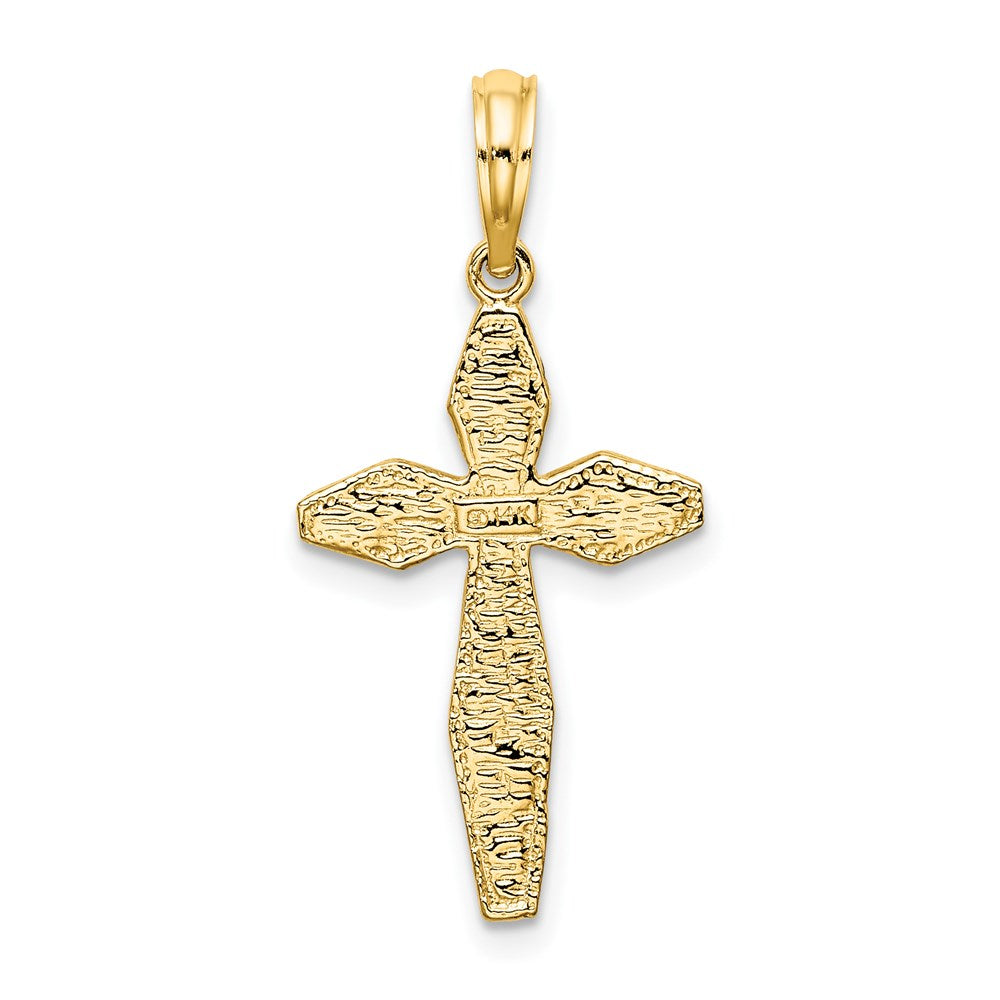 14k Yellow Gold 15 mm Polished and Textured Cross Charm (1.27 grams)