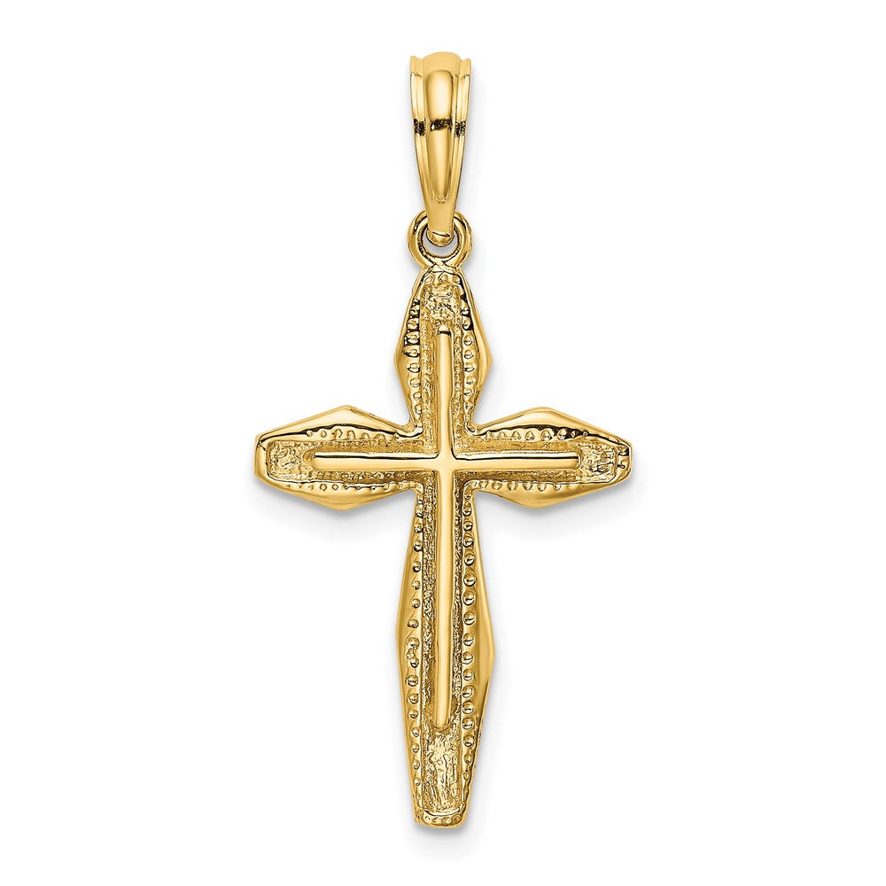 14k Yellow Gold 15 mm Polished and Textured Cross Charm (1.27 grams)