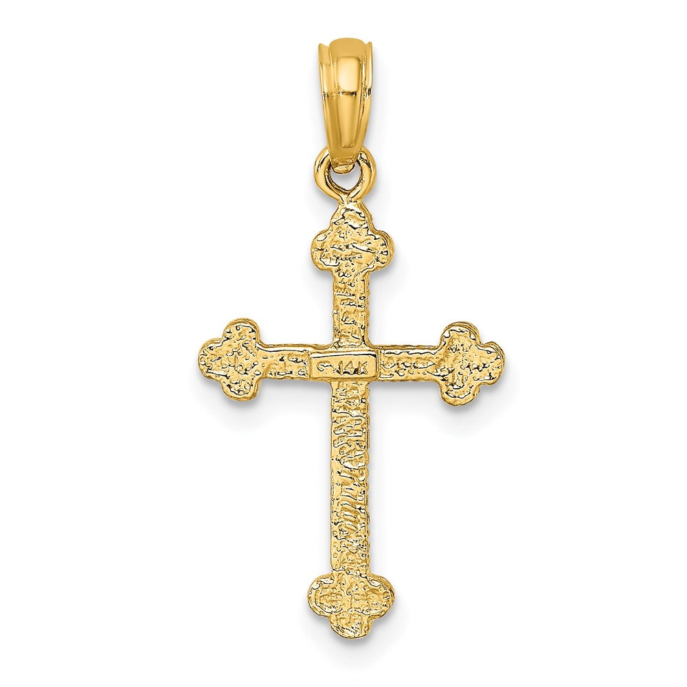 14k Yellow Gold 14 mm Cross W/ Spade Tip Edges Charm (0.98 grams)