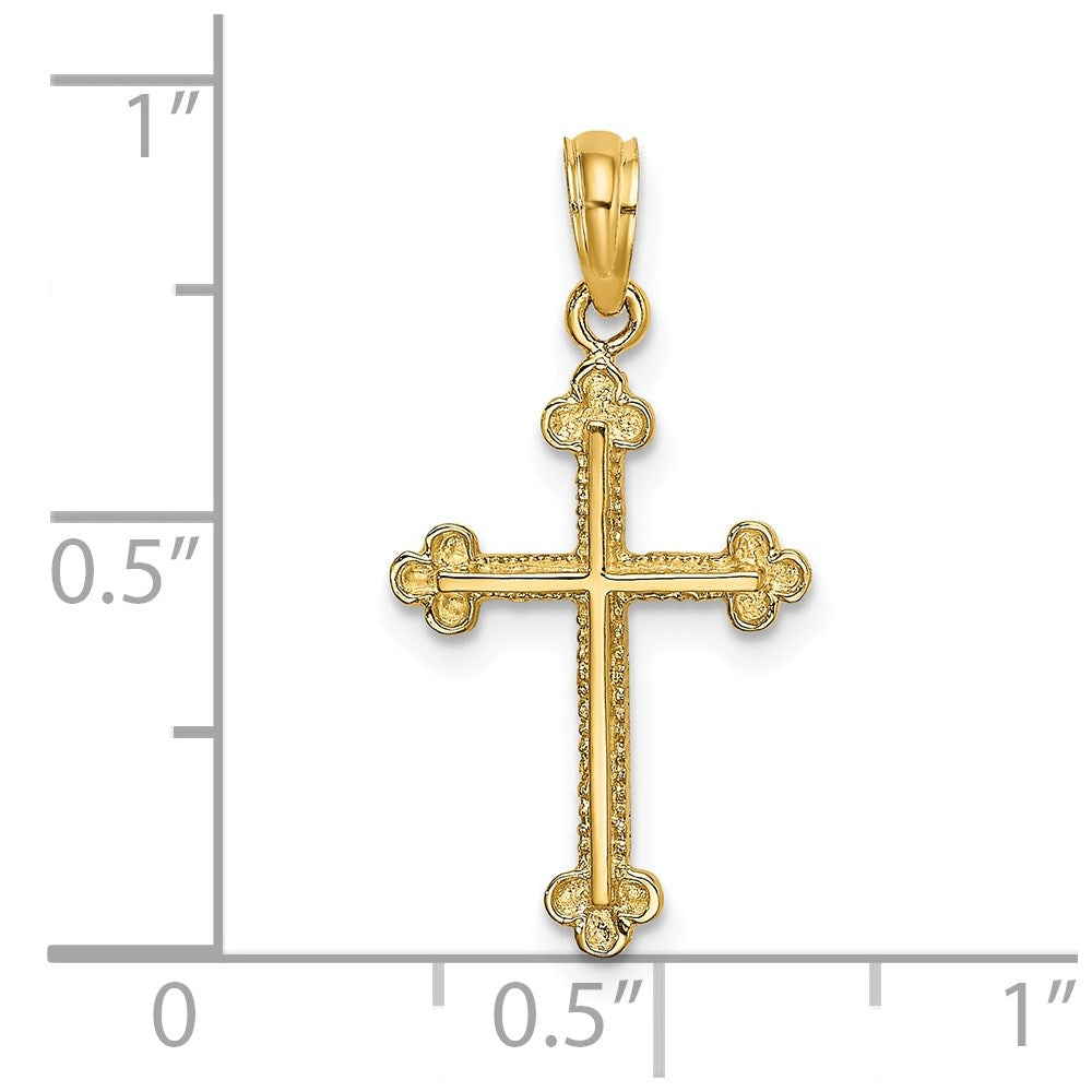 14k Yellow Gold 14 mm Cross W/ Spade Tip Edges Charm (0.98 grams)