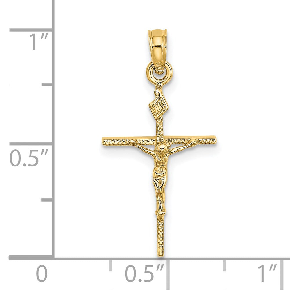 14k Yellow Gold 12 mm INRI Crucifix Charm (1.08 grams)