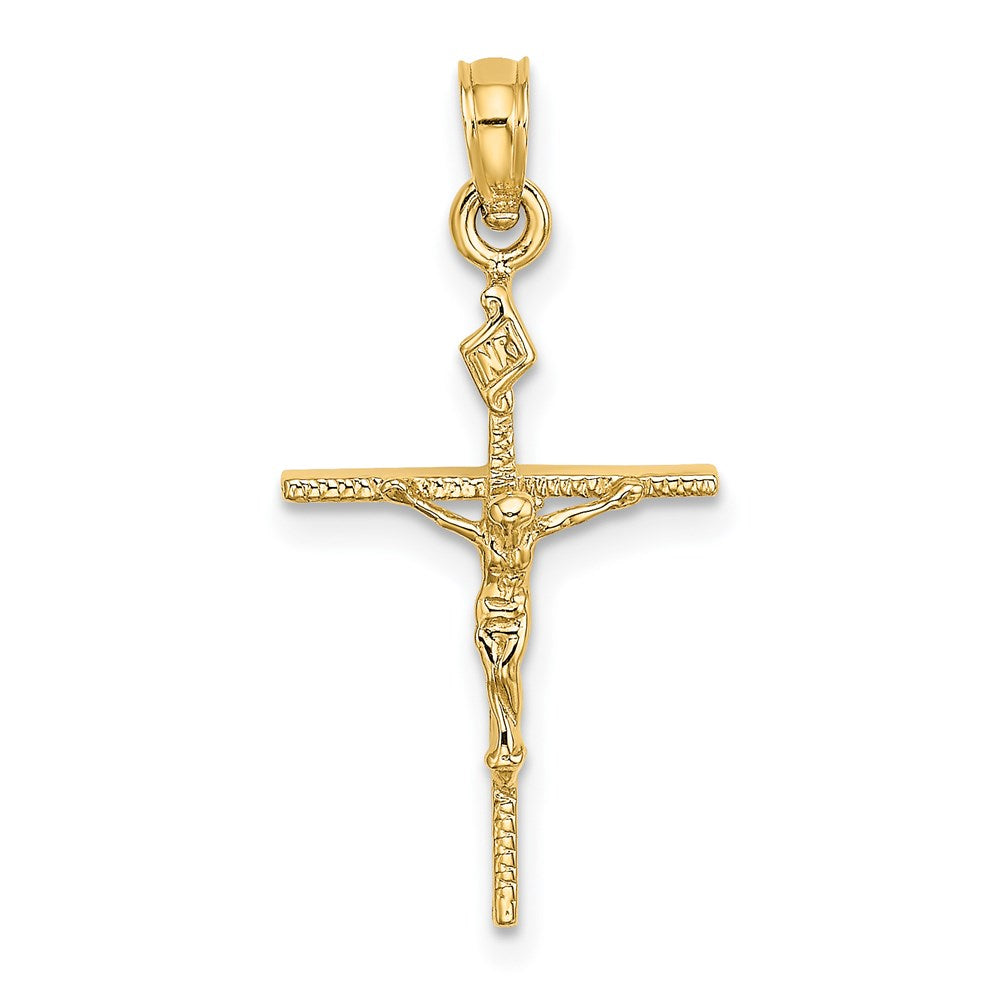 14k Yellow Gold 12 mm INRI Crucifix Charm (1.08 grams)