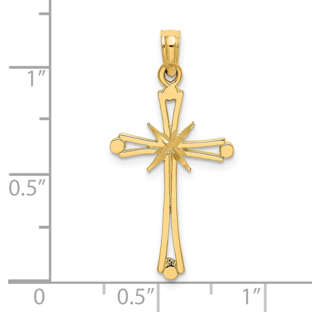 14k Yellow Gold 14 mm D/C w/ X-Center On Cross Charm (0.78 grams)
