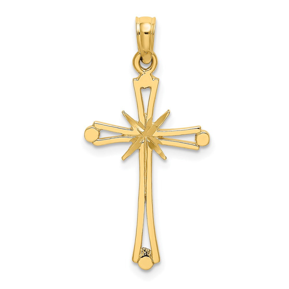 14k Yellow Gold 14 mm D/C w/ X-Center On Cross Charm (0.78 grams)