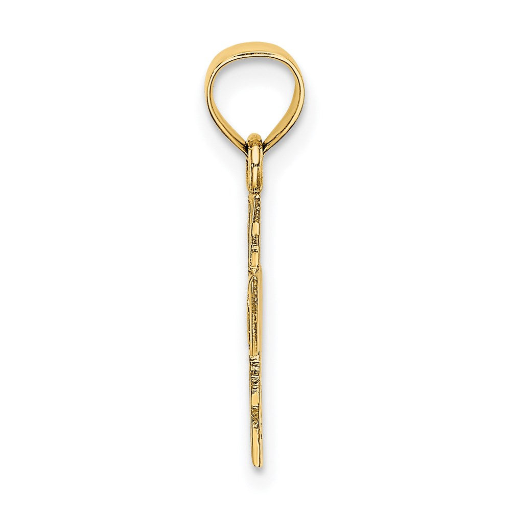 14k Yellow Gold 11 mm Polished and Textured Cross Charm (0.8 grams)