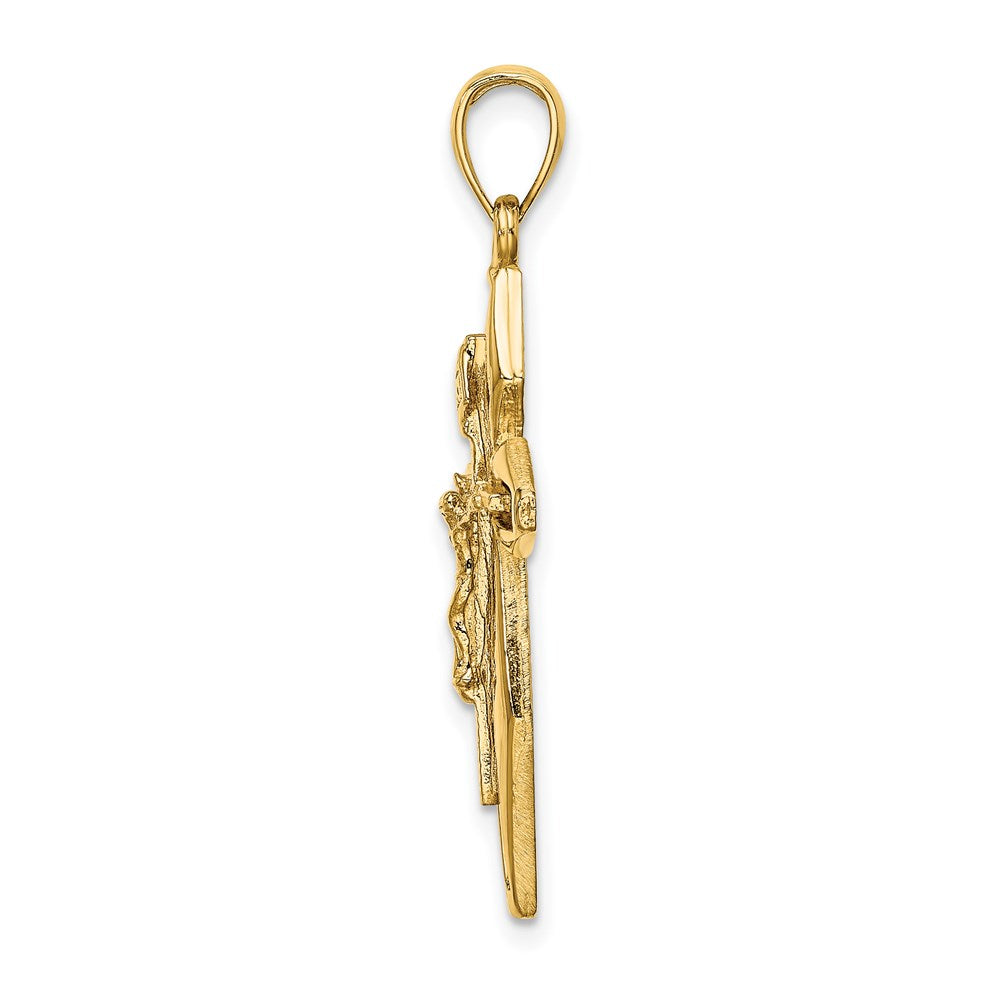 14k Yellow Gold 18.5 mm Polished Crucifix Charm (2.45 grams)