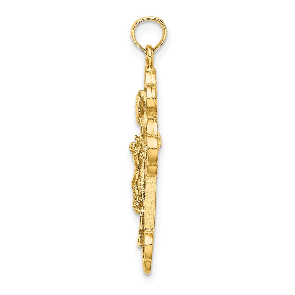14k Yellow Gold 19 mm Crucifix W/ Budded Tips Charm (3.22 grams)