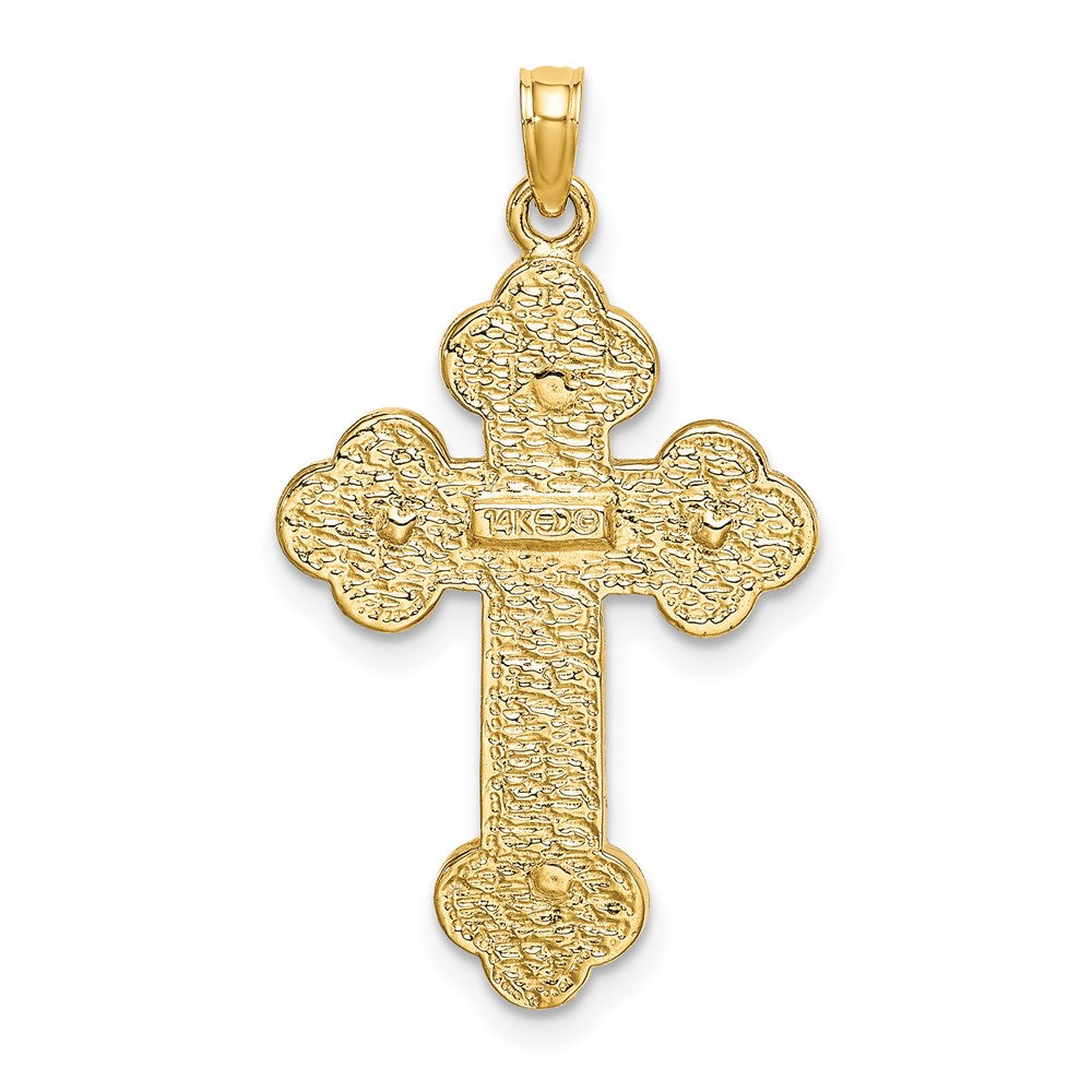 14k Yellow Gold 19 mm Crucifix W/ Budded Tips Charm (3.22 grams)