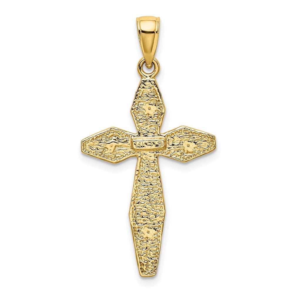 14k Yellow Gold 20.8 mm Textured Cross Charm (2.3 grams)