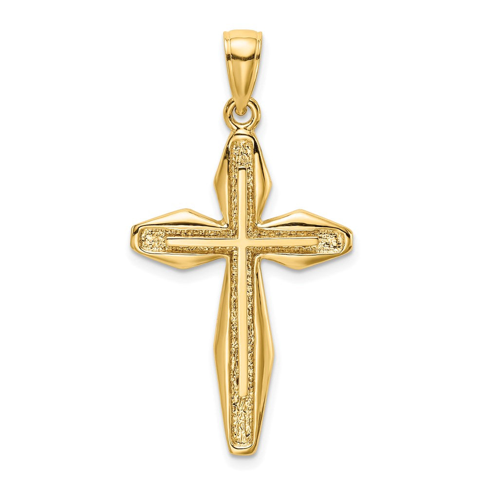 14k Yellow Gold 20.8 mm Textured Cross Charm (2.3 grams)