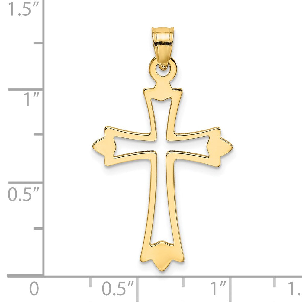 14k Yellow Gold 17 mm Polished and Cut-Out Cross Charm (0.98 grams)