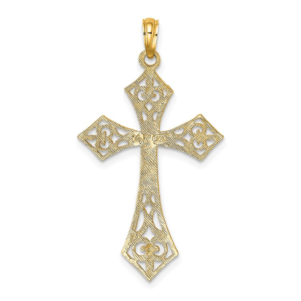 14k Yellow Gold 21 mm Filigree Cross Charm (1.22 grams)