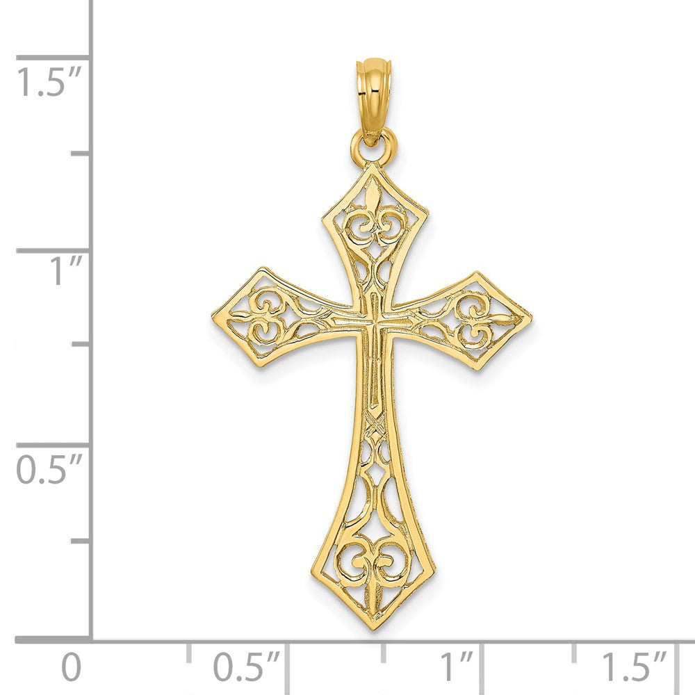 14k Yellow Gold 21 mm Filigree Cross Charm (1.22 grams)