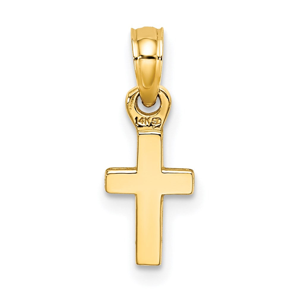 14k Yellow Gold 5.8 mm 3-D and Polished Mini Cross Charm (0.47 grams)