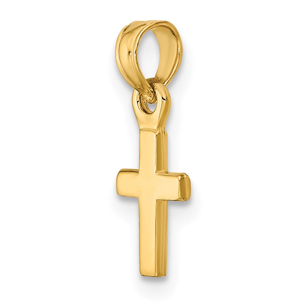 14k Yellow Gold 5.8 mm 3-D and Polished Mini Cross Charm (0.47 grams)