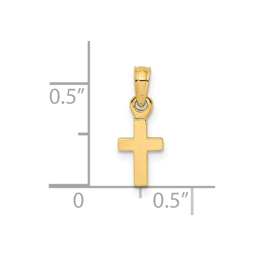 14k Yellow Gold 5.8 mm 3-D and Polished Mini Cross Charm (0.47 grams)