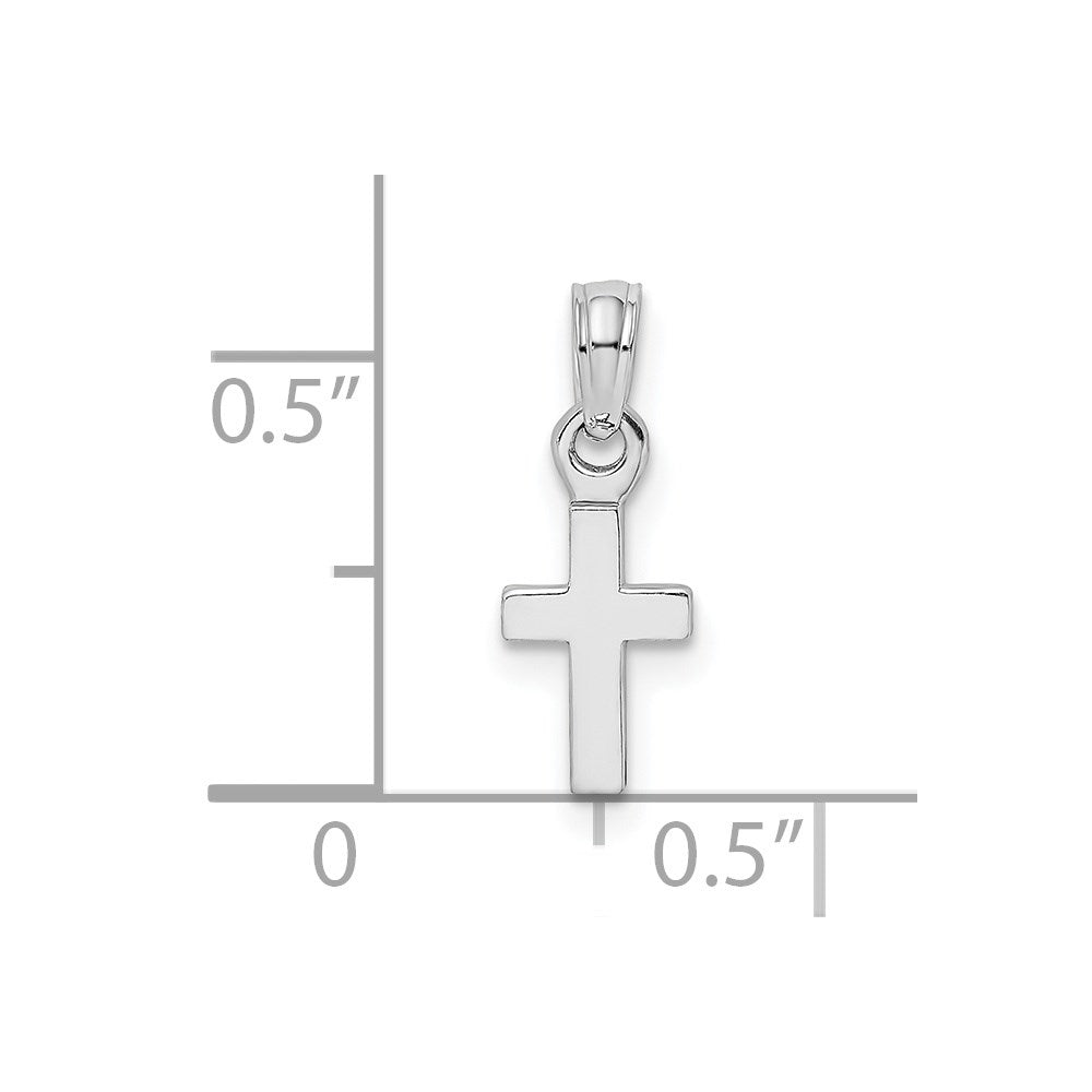 14k White Gold 5.8 mm  3-D and Polished Mini Cross Charm (0.47 grams)
