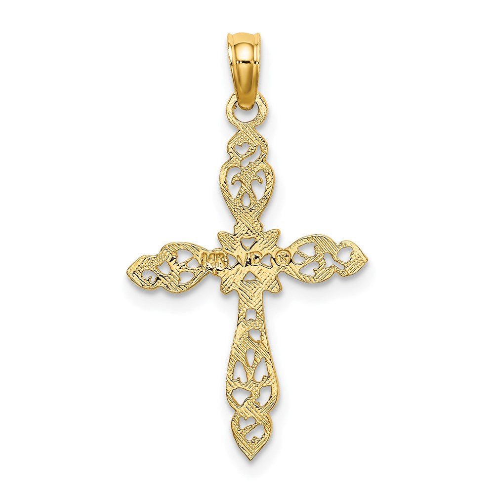 14k Yellow Gold 16 mm Polished and Cut-Out Cross Charm (0.77 grams)
