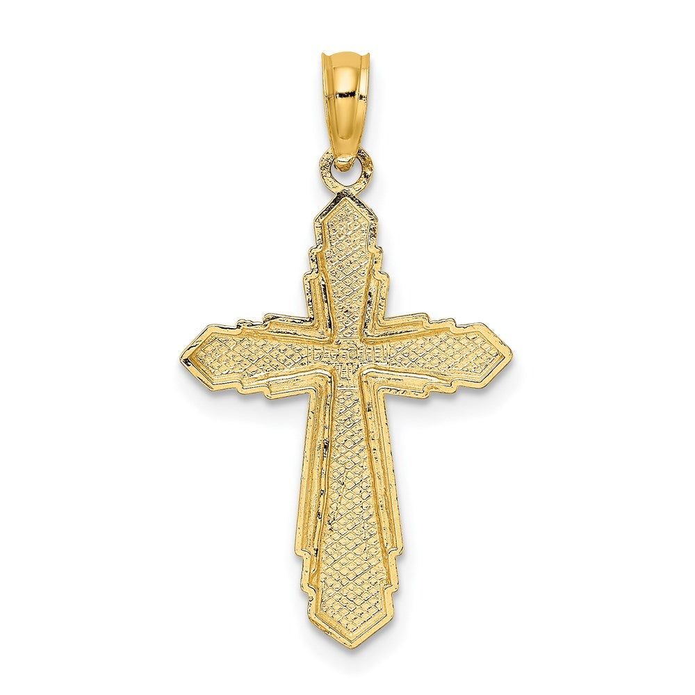 14k Yellow Gold 17 mm Solid Beaded Cross Charm (1 grams)