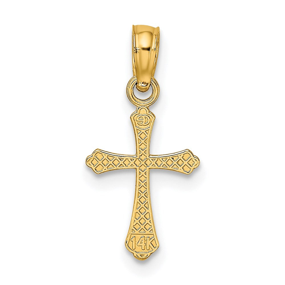 14k Yellow Gold 9 mm Textured Mini Cross Charm (0.26 grams)