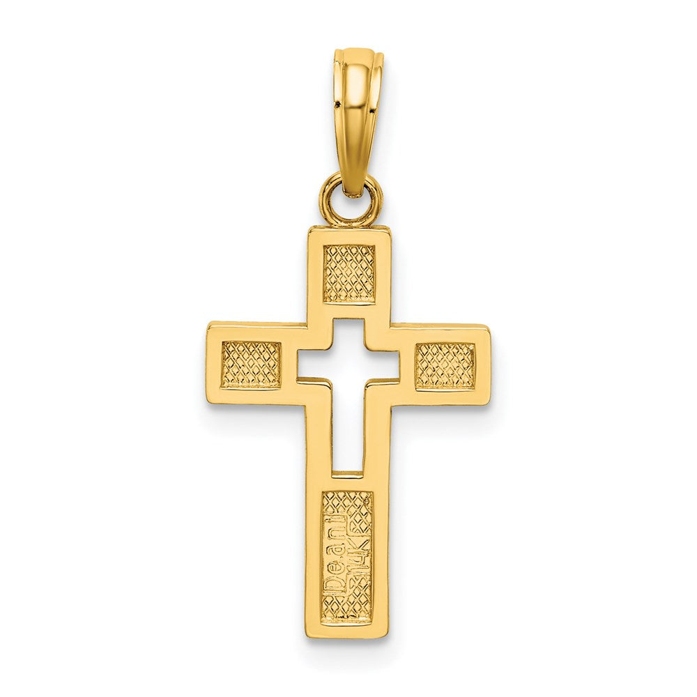 14k Yellow Gold 12.6 mm Polished Cut-Out Cross Charm (1.11 grams)