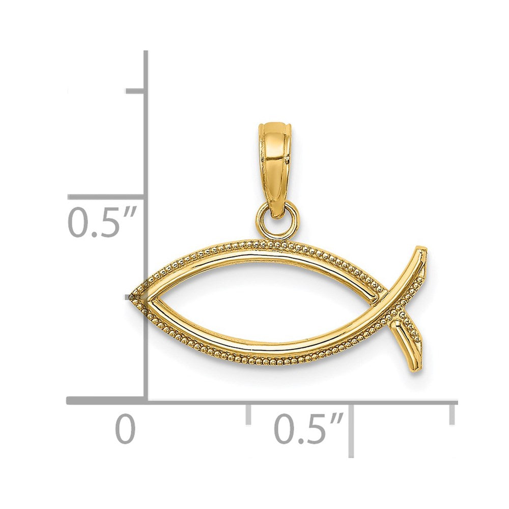 14k Yellow Gold 21 mm Ichthus Charm (0.82 grams)