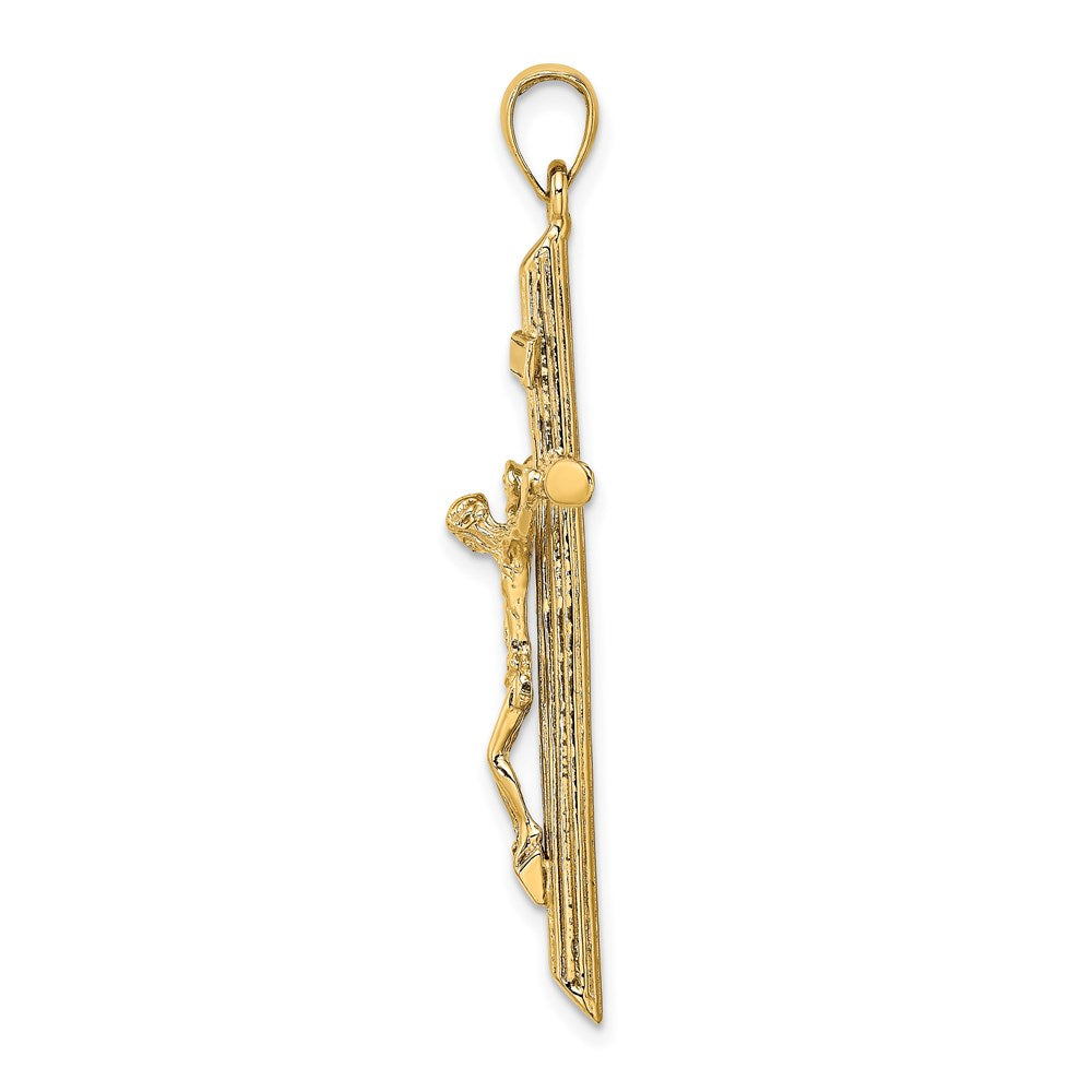 14k Yellow Gold 24 mm Textured Crucifix Charm (4.17 grams)